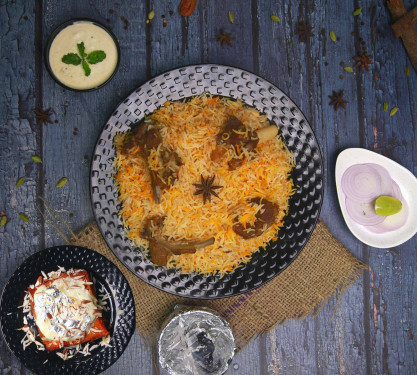 Boneless Mutton Biryani (2Pcs) Shahi Tukda Raita