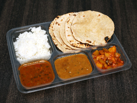 Gujrati Pack Lunch (2 Sabji 5 Chapati Dal Rice Salad).