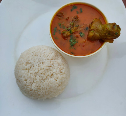 Plain Rice And Chicken Curry