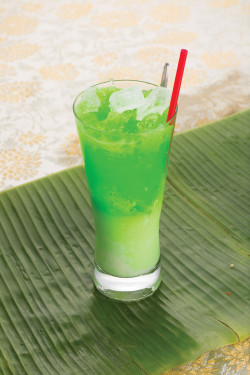 Green Syrup And Condensed Milk With Ice