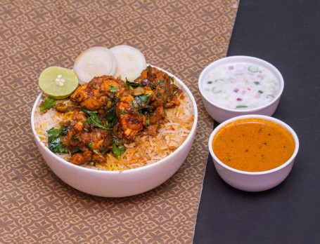 Chicken Fry Piece Biryani (4 Pcs) (Served With Raita ,Onion Salad And Gravy)