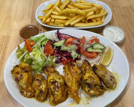 Chicken Wings, Chips And Salad