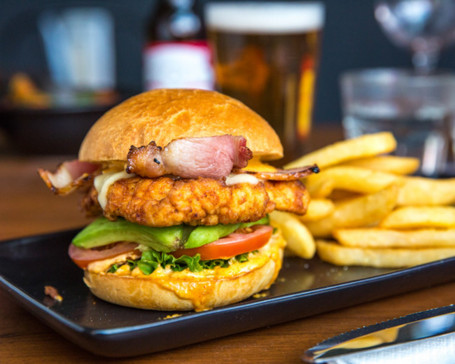 Chicken Crunch Burger With Fries