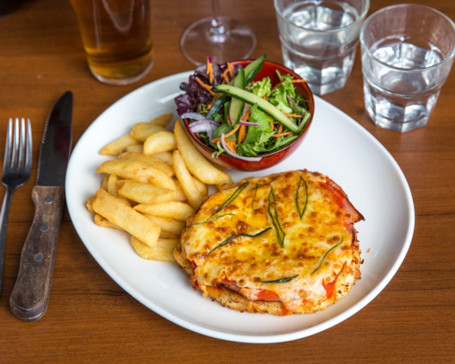 Loaded Buffalo Parma With Fries And Salad