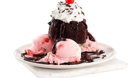 Peppermint Stick Lava Cake Sundae