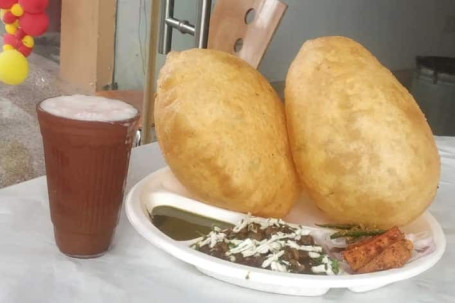 One Chole Bhature With Sweet Lassi