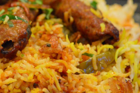 Lamb Kebabs On Vegetable Biryani