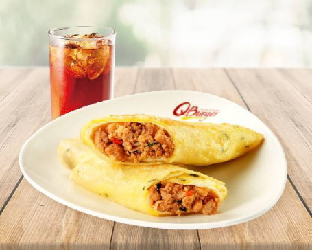 Dǎ Pāo Zhū Dàn Bukeng Pad Krapow Moo Egg Pancake Roll