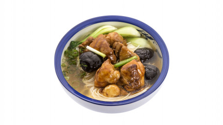 Braised Chicken And Shiitake Mushroom On Noodle Soup