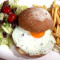 Homemade Beef Burger With Salad And French Fries