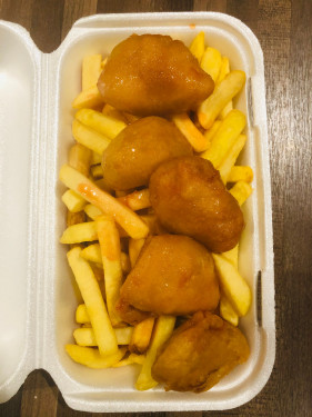 Chicken Balls Chips Sweet Sour Sauce