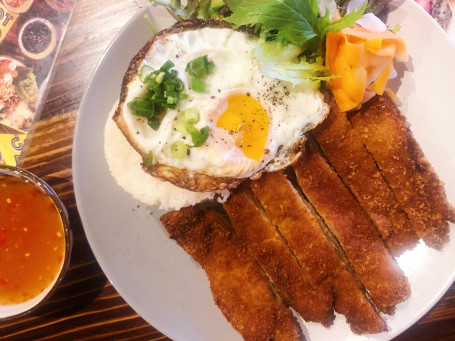 Katsu Chicken Broken Rice With Fried Egg