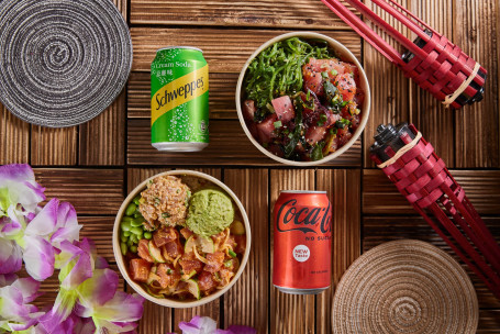 Combo For 2 Xl Poke Bowl And Drinks Tè Dà Yú Shēng Fàn Yǐn Pǐn