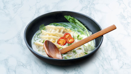 Vegan Ramen With Gyoza And Pak Choi In Savoury White Miso Broth