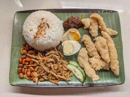 Nasi Lemak With Fried Fish Fillet