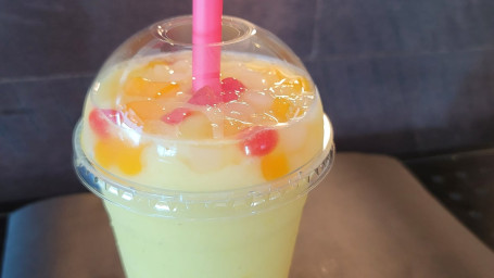 Mango Pineapple Smoothie With Rainbow Crystal Boba