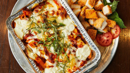 Baked Ziti Casserole With Breaded Chicken