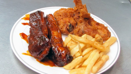 (2 Pc) Wings, (2) Pork Ribs (1) Side