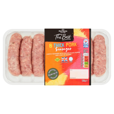 Morrisons Le Migliori 8 Salsicce Di Maiale Senza Glutine 530 G