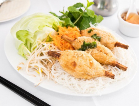 Prawn Meat On Sugar Cane And Salad