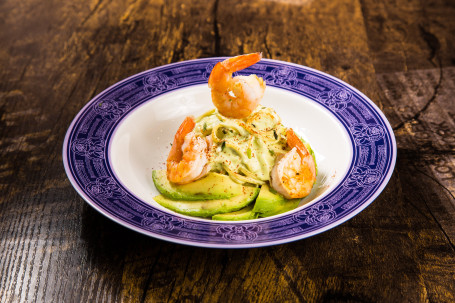 Spaghetti With Avocado And Shrimp Xiān Niú Yóu Guǒ Jì Lián Jiàng Jiān Dà Xiā Yì Fěn