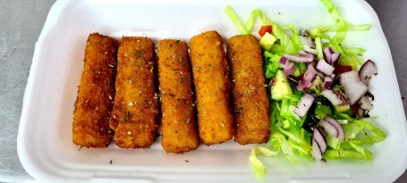 5 Fish Fingers, Wedges And Pepsi.