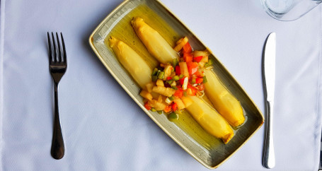 White Asparagus With Mediterranean Vegetable Vinaigrette