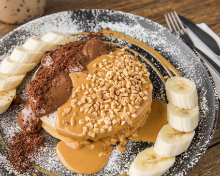 Peanut Butter Nutella Banana Pancake