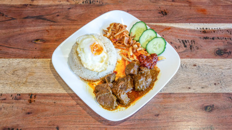 Nasi Lemak With Beef Rendang Or Curry Chicken