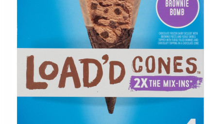 Blue Bunny Load'd Cones Brownie Bomb Load'd Cones, 4Pk