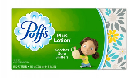 Puffs Plus Lotion Facial Tissues, 1 Family Box, 124 Tissues