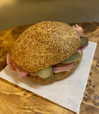 Salt Beef, Gherkin And Mustard Keto Roll