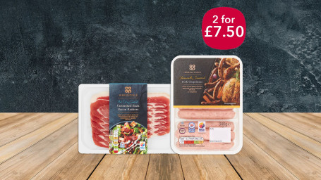 2 Per £ 7,50 Co-Op Irresistibile Pancetta Con Salsiccia