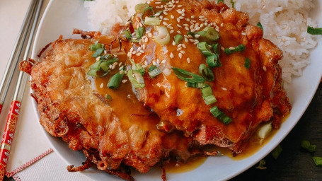 C6. Pork Egg Foo Young Combo Platter