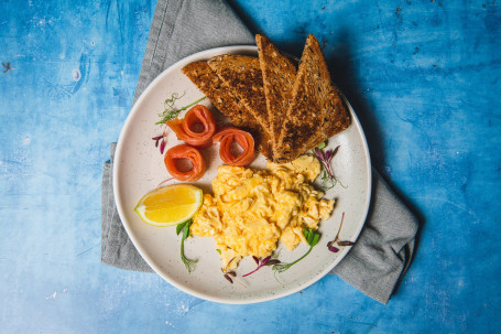 Scrambled Eggs, Smoked Salmon And Sourdough Toast