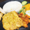 Nasi Urap(Tempe) Shredded Coconut Vegetable Rice With Deep-Fried Soybean Cake