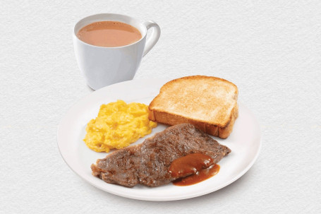 Xiāng Jiān Niú Bā． Pèi Shí Pǐn、 Duō Shì、 Chá Fēi Steak． W Food． W Toast． W Tea Or Coffee