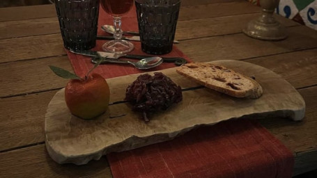 Chicken Liver Pâte In Shape Of An Apple With Red Onion Marmalde And Toasted Bread