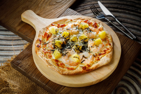 Dà Xiā Bō Luó Míng Tài Zi Pizza Shrimp And Pineapple Mentaiko Pizza