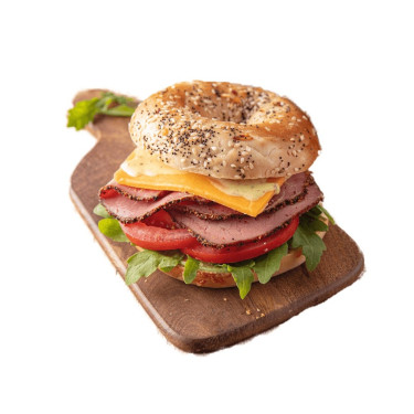 Beef Pastrami, Rocket Mustard Bagel Sandwich Shāo Niú Ròu Huǒ Jiàn Cài Hōng Bāo Sān Wén Zhì