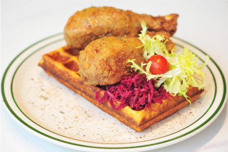 Fermented Chili Maple Syrup Fried Chicken Waffle