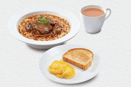 Shā Diē Niú Ròu Jí Shí Miàn ‧ Chá Fēi Satay Beef With Instant Noodles ‧ Tea Or Coffee