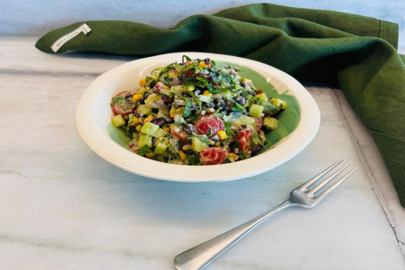 Heritage Tomato Cucumber Salad With Black Beans, Avocado, Lime Mint