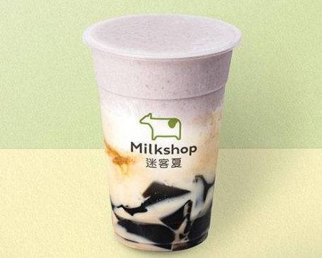 Yù Yù Xiān Cǎo Nǎi Lù Taro Marrone Zucchero Latte Smoothie Con Grass Jelly