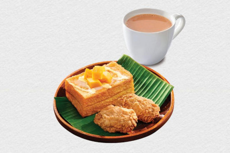 Xiāng Máng Kā Yāng Xī Duō Shì． Pèi Shí Pǐn、 Chá Fēi French Toast W Mango Sauce． W Food． W Tea Or Coffee