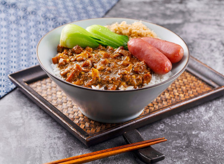 Tái Shì Xiāng Cháng Lǔ Ròu Fàn Taiwan Roasted Sausage W/ Braised Pork Rice