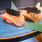 Salmon Aburi Zuke With Black Tobiko Nigiri