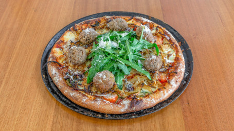 Pizza Mamma Teresa (Meatballs, Onions Olives) Italian Pizza