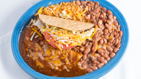 #1. Crisp Shell Shredded Beef Taco And Enchilada Combo