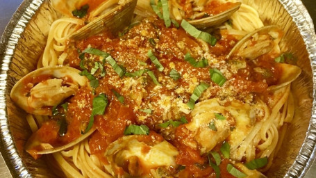 Shrimp Francese Over Pasta